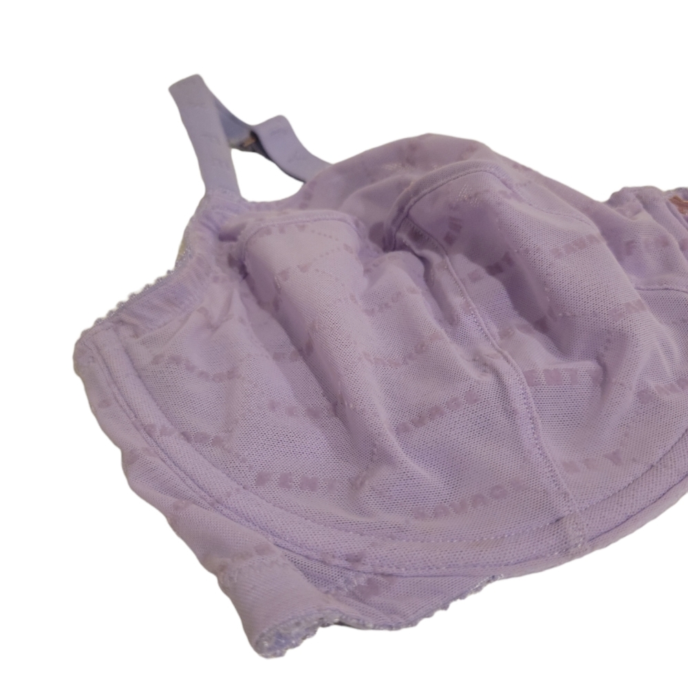 Savage X Fenty NWT Flocked Logo Unlined Bra Purple 38G - Picture 3 of 7